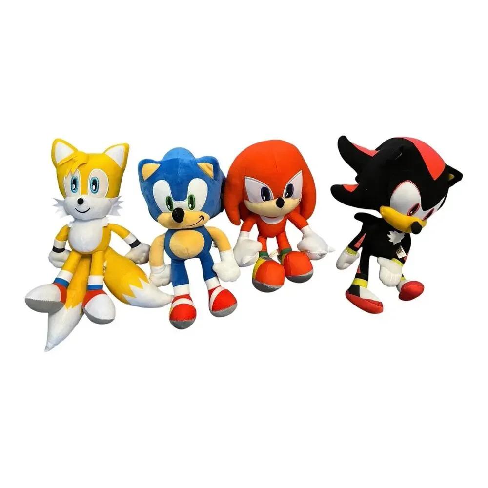 4 Pc Set Bundle Stuffed Plush Sonic Hedgehog Knuckles Tails Shadow Toy Factory